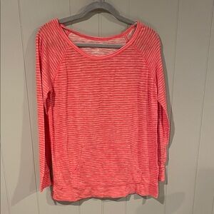 Women's Striped Coral Pocket Front Top Size Large